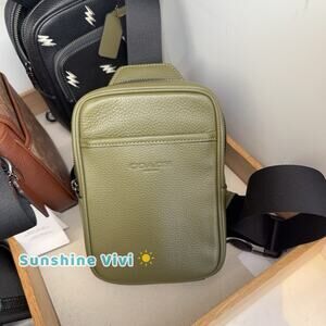 NWT Coach Men's Small Turner Pack In Leather/Gunmetal Olive CCO66